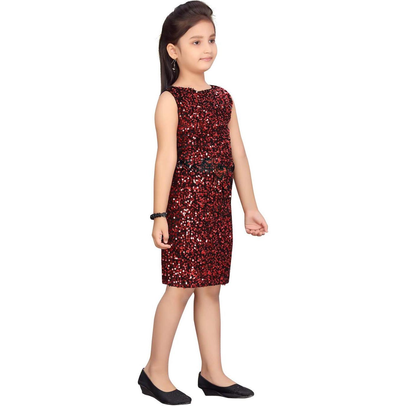 Aarika Girl's Cotton Blend Skater Knee-Length Special Occasion Dress (Dr-1600_Red_34)