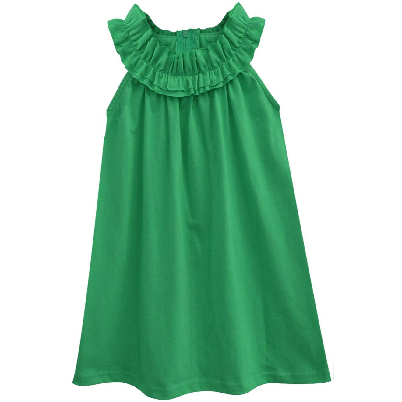 A.T.U.N Girl's Cotton A-Line Mini Dress (Gdrs Trc Grn_Green_3-4 Yr)