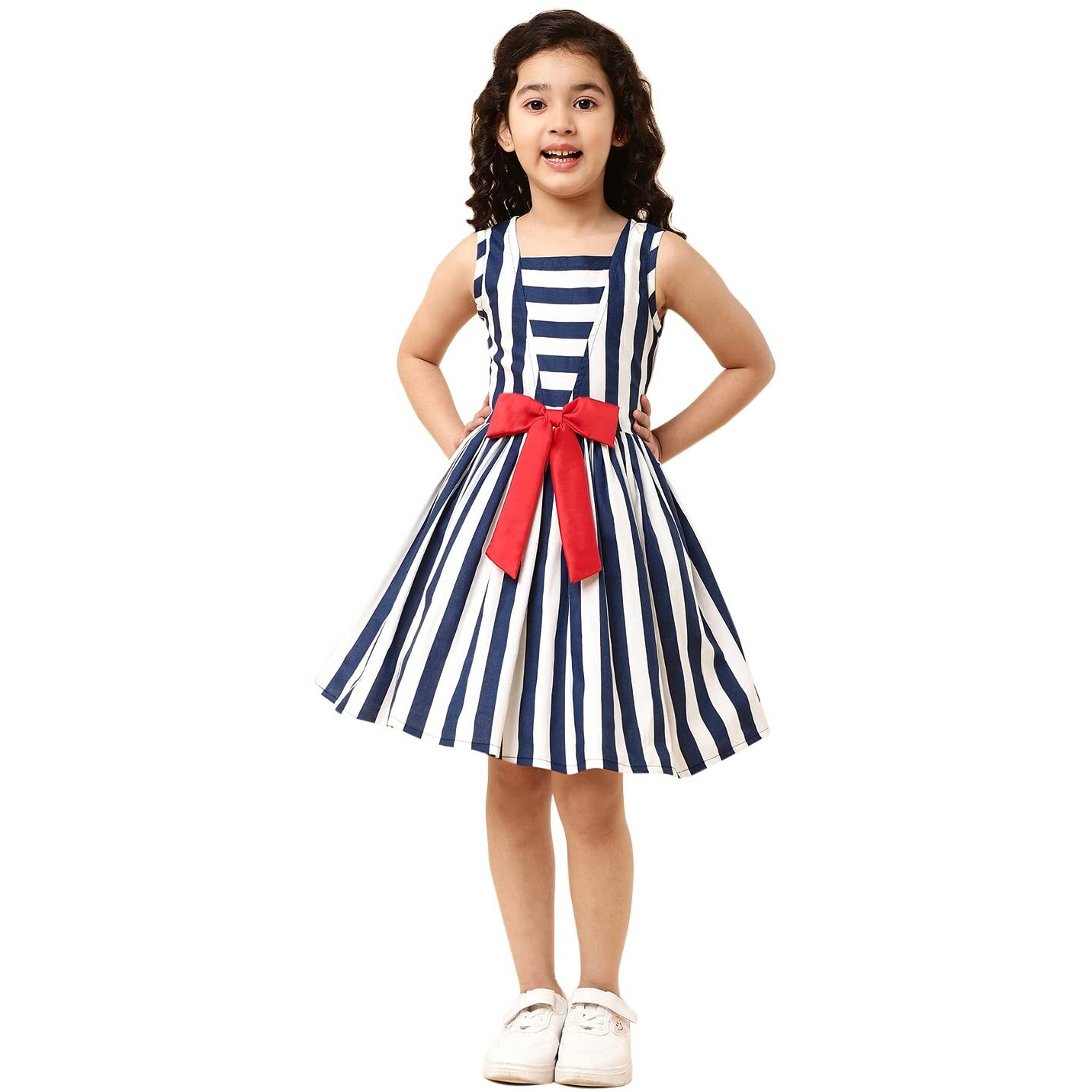 A.T.U.N. (All Things Uber Nice) Girl's Cotton Skater Knee-Length Dress (Gdrs Ant Nsr_Navy_1-2 Yr)