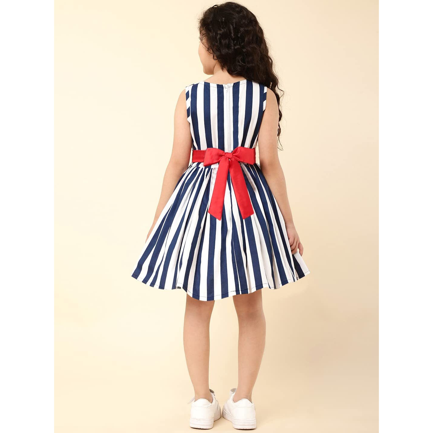A.T.U.N. (All Things Uber Nice) Girl's Cotton Skater Knee-Length Dress (Gdrs Ant Nsr_Navy_1-2 Yr)