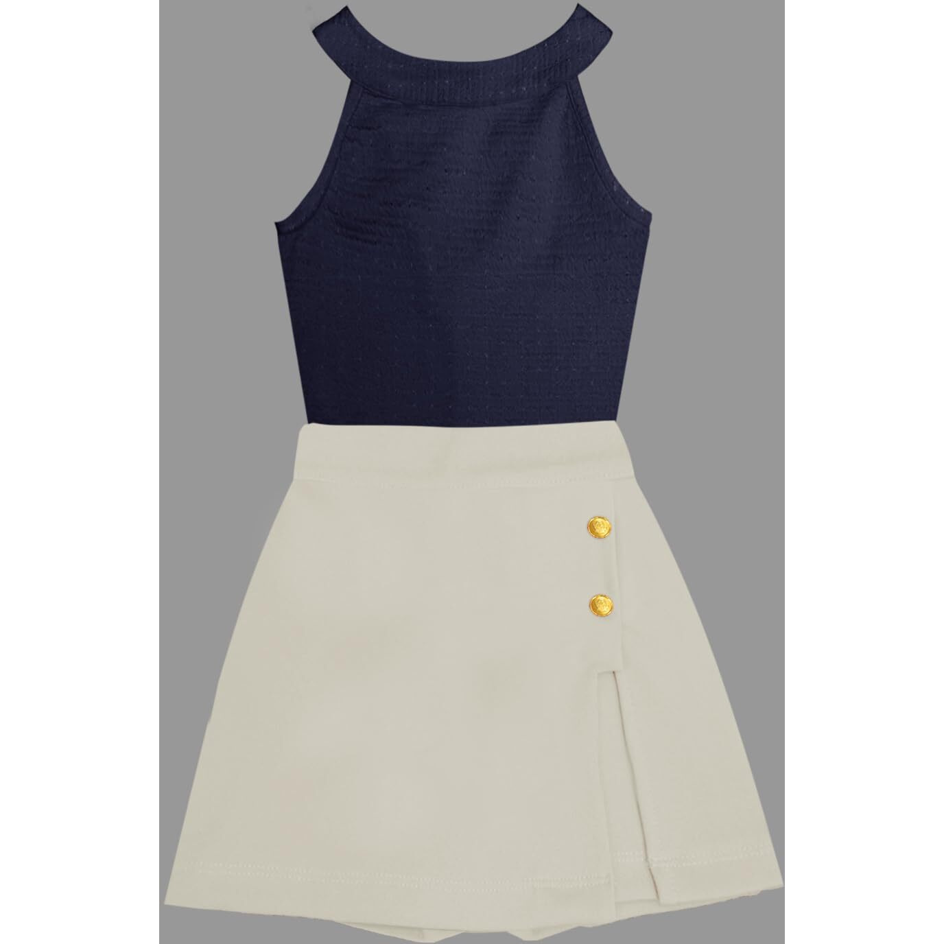 A.T.U.N. (All Things Uber Nice) Girls Stylish Two Piece Outfit Set With Sleeveless Tank Top And Skort | Casual Summer Clothing