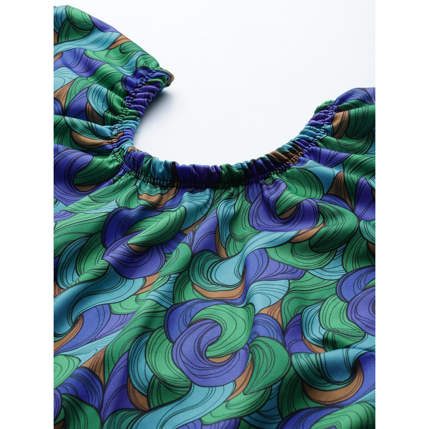 Aarika Womens Sports Wear Green-Black Colour Abstract Print Nylon Plus Size Swim Suit-(Xs-4Xl)-(Sw-W-P-Shm-Ca-1117-Green-40)