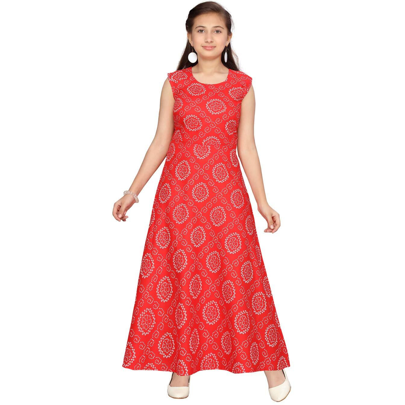 Aarika Girl's Cotton A-Line 11-12 Years Dress (Nv-Md-815_Red