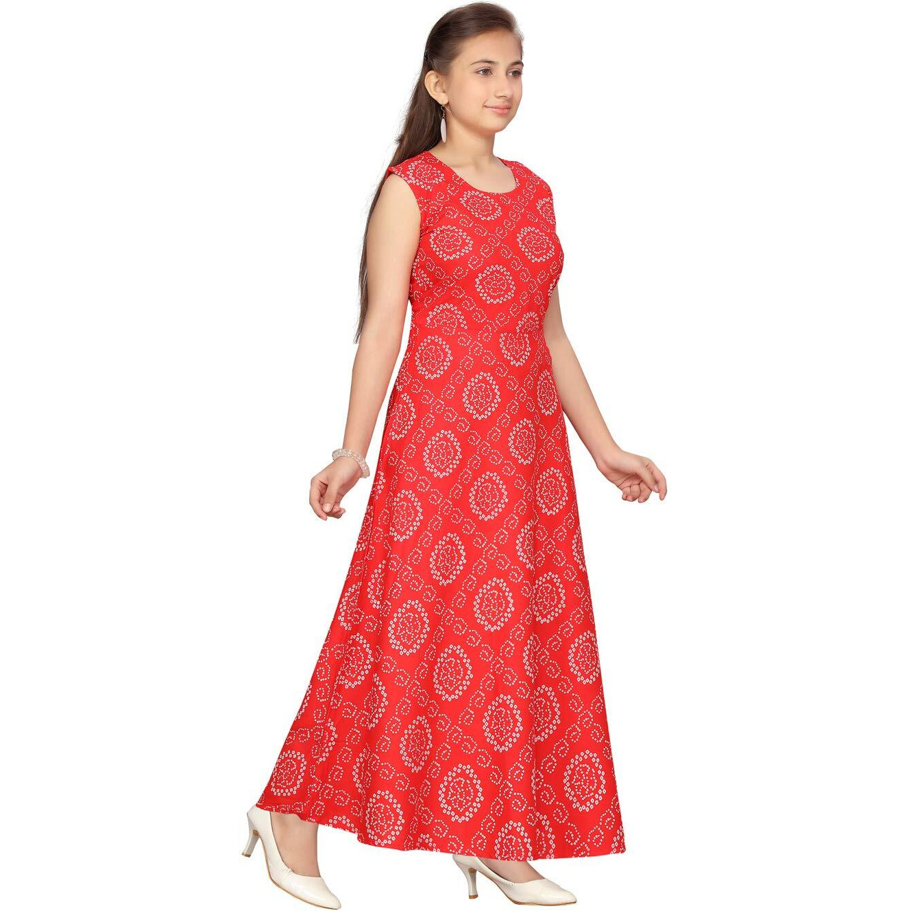 Aarika Girl's Cotton A-Line 11-12 Years Dress (Nv-Md-815_Red