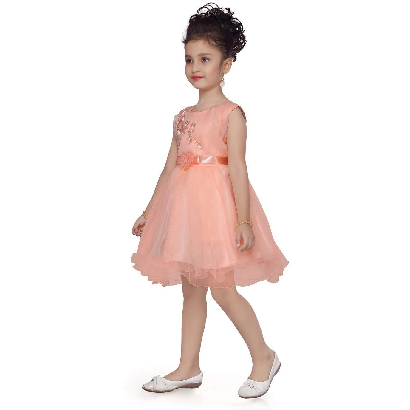 Aarika Baby Girl Knee Length Dress (Peach_6 Months-12 Months)