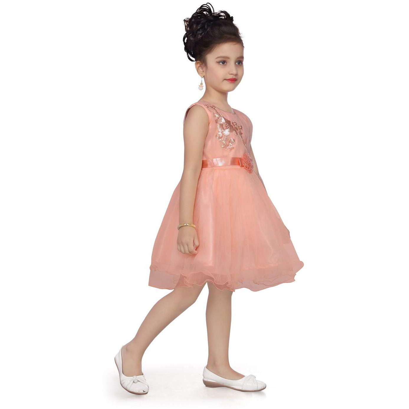 Aarika Baby Girl Knee Length Dress (Peach_6 Months-12 Months)