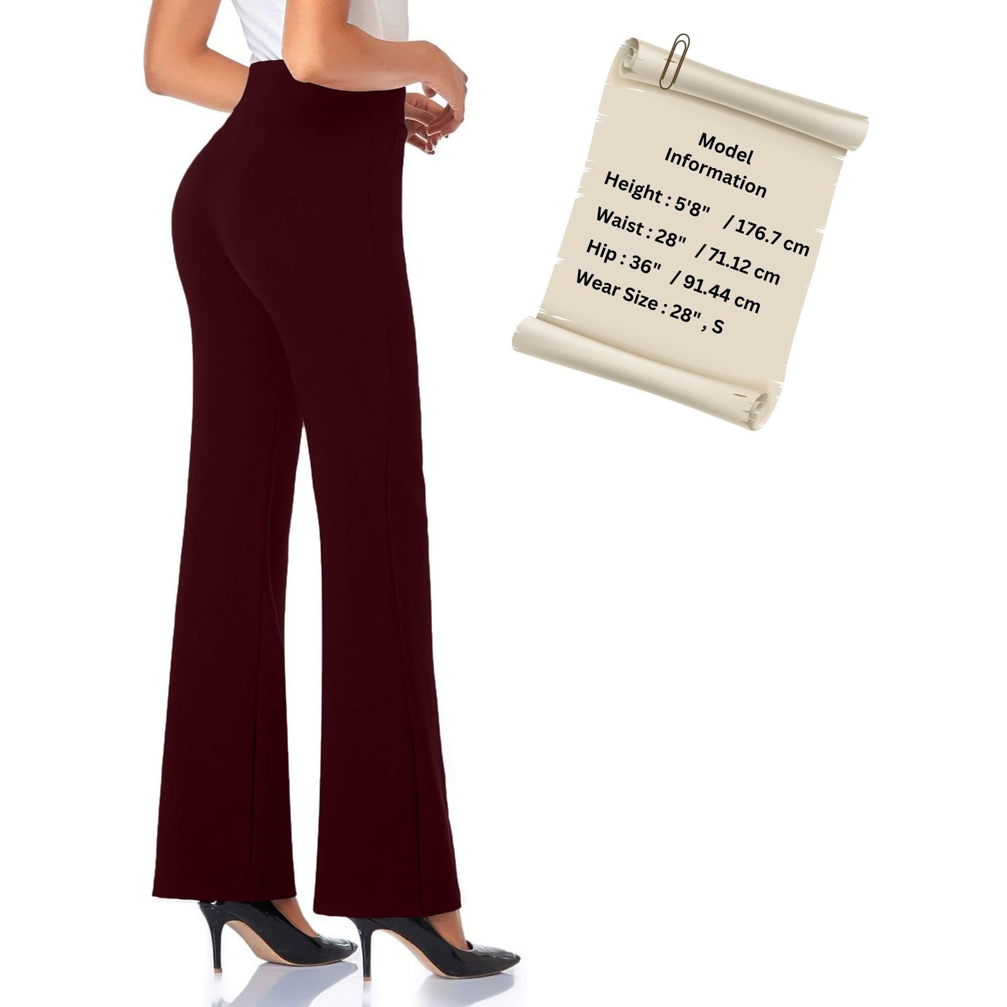 Addyvero Elastic Cotton Solid Stretchable Regular Fit Full Length Women Parallel Trouser (Brown, 28)