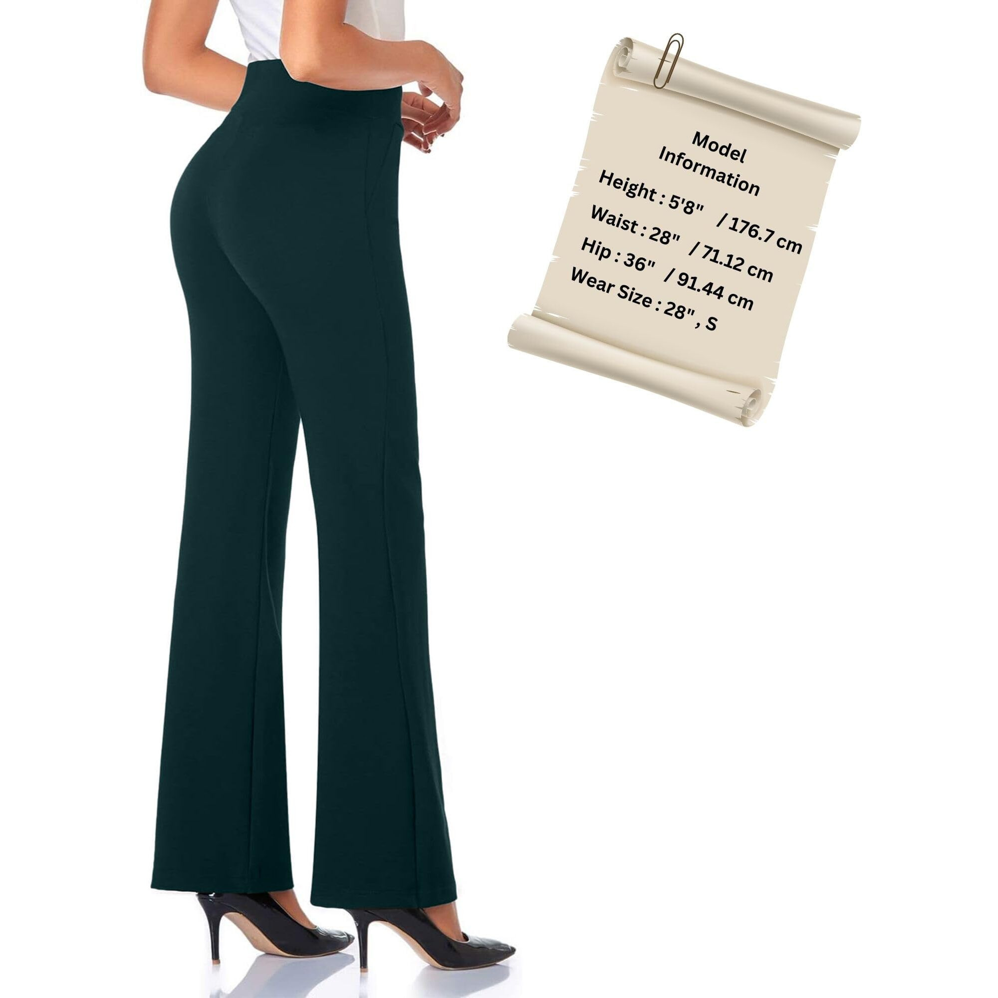 Addyvero Elastic Cotton Solid Stretchable Regular Fit Full Length Women Parallel Trouser (Green, 28)