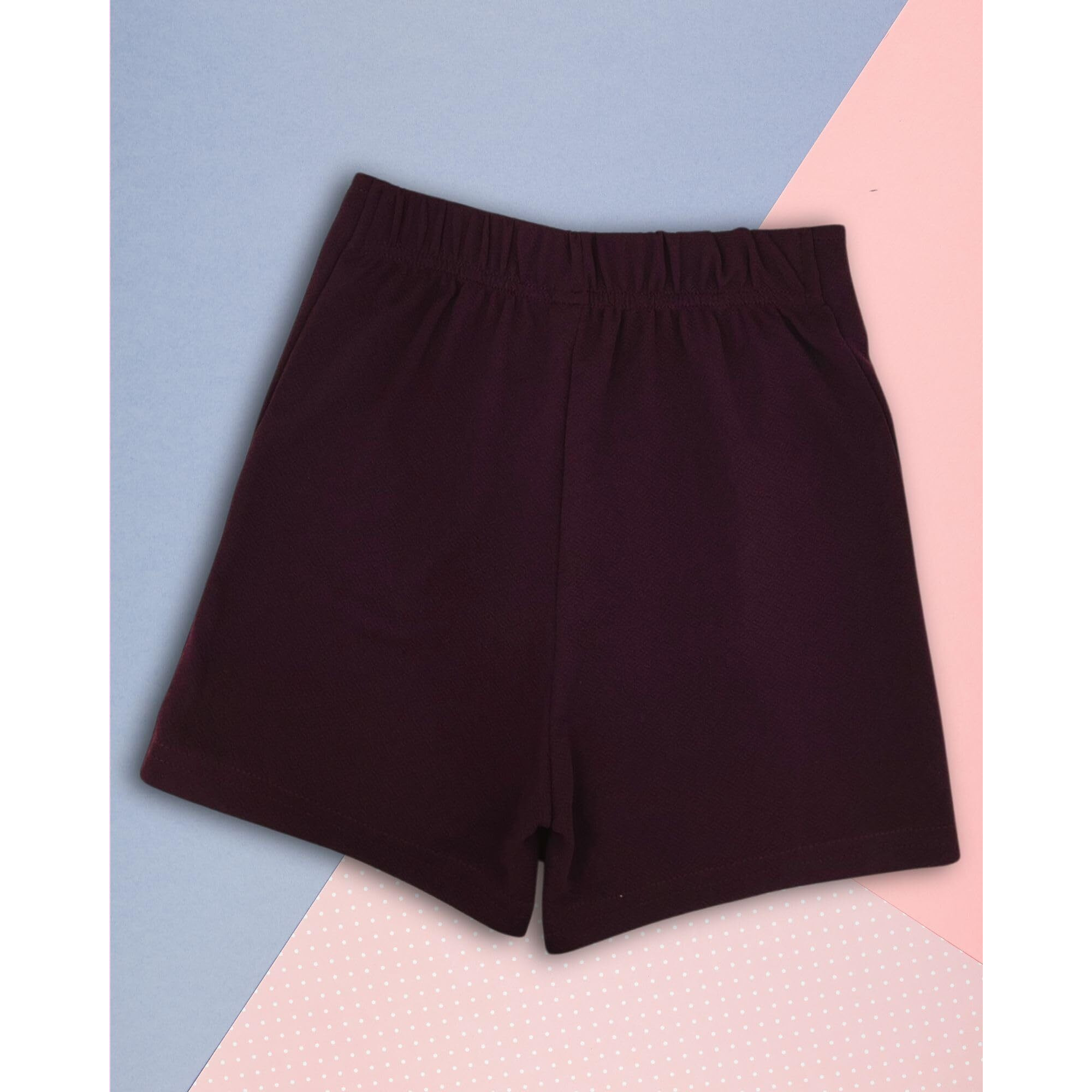 Addyvero Girls/Kids Solid Front Button Elasticated Waistband Regular Fit Girls Skorts (Maroon, 7-8Y)