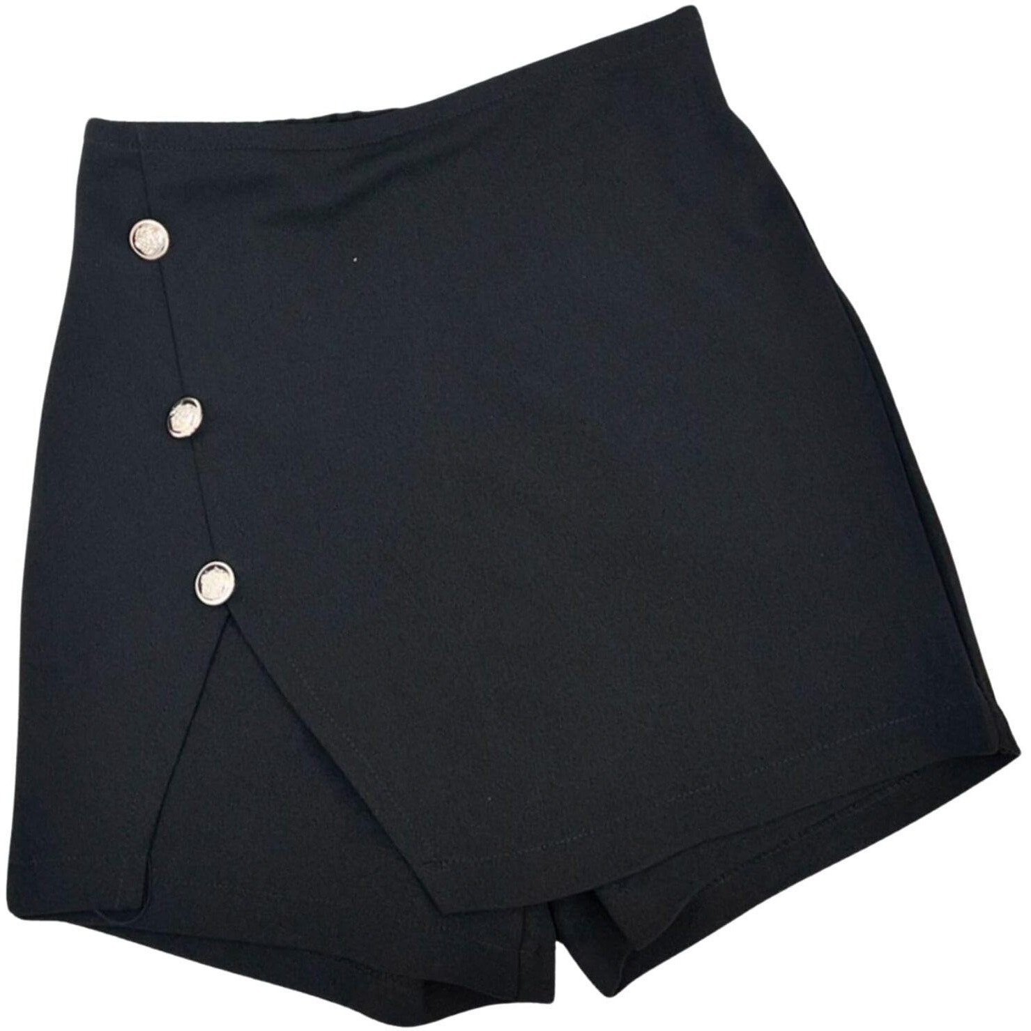 Addyvero Girls/Kids Solid Front Button Elasticated Waistband Regular Fit Girls Skorts (Black, 3-4Y)