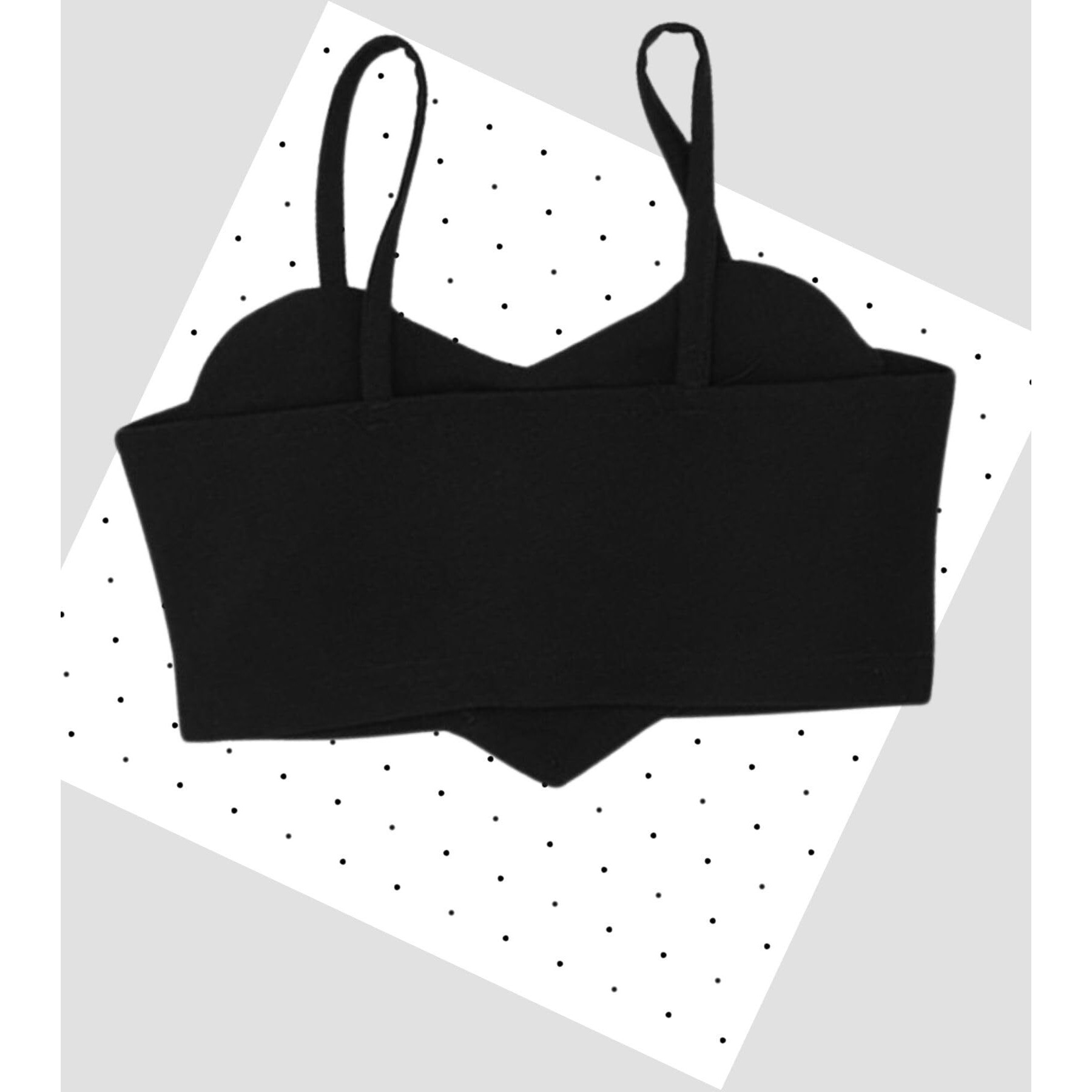 Addyvero Girls/Kids Solid Heart Shape With Pearl Shoulder Strap Regular Fit Girls Cami Top (Black, 9-10Y)