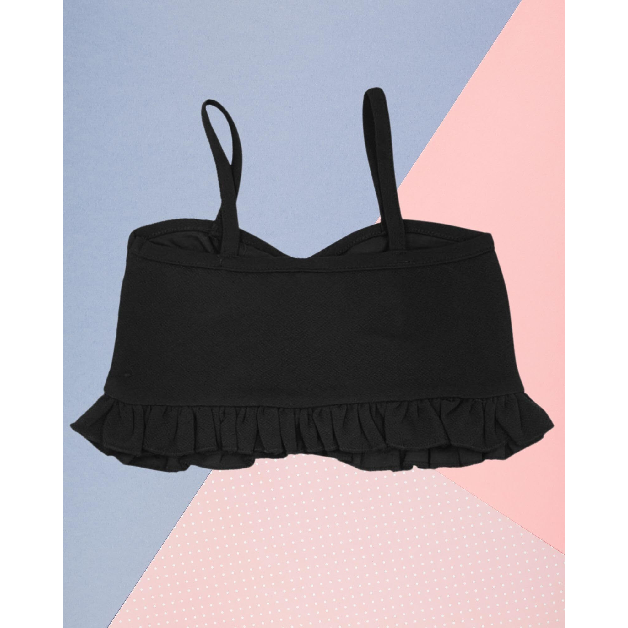 Addyvero Girls/Kids Solid Front Bow With Button Shoulder Strap Regular Fit Girls Cami Top (Black, 4-5Y)