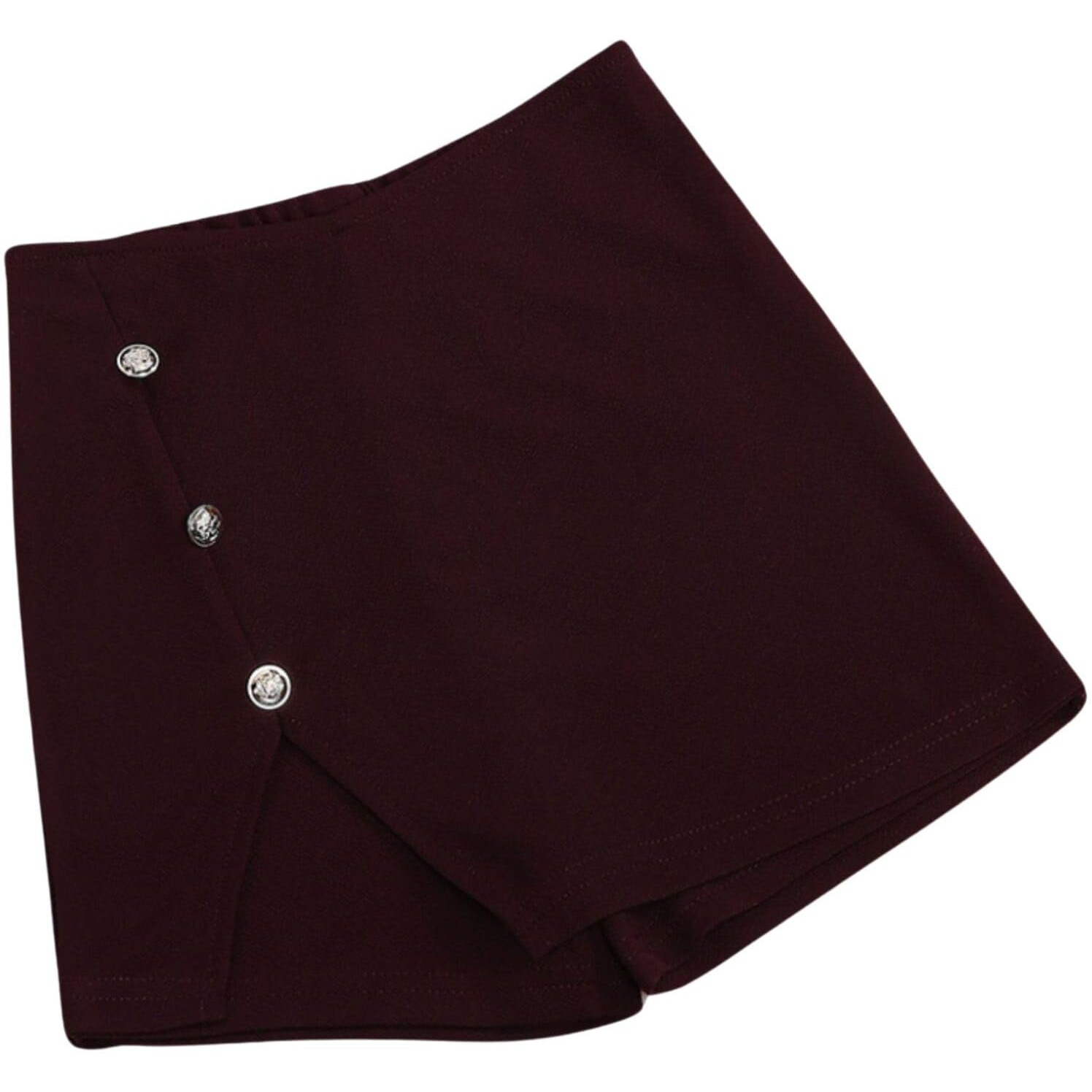 Addyvero Girls/Kids Solid Front Button Elasticated Waistband Regular Fit Girls Skorts (Maroon, 5-6Y)