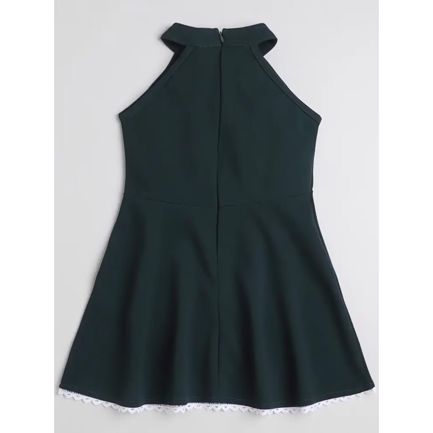 Addyvero Round Neck Sleeveless Cotton Blend Solid Regular Fit Knee Length Girls Fit And Flare Dress (Dark Green, 5-6Y)