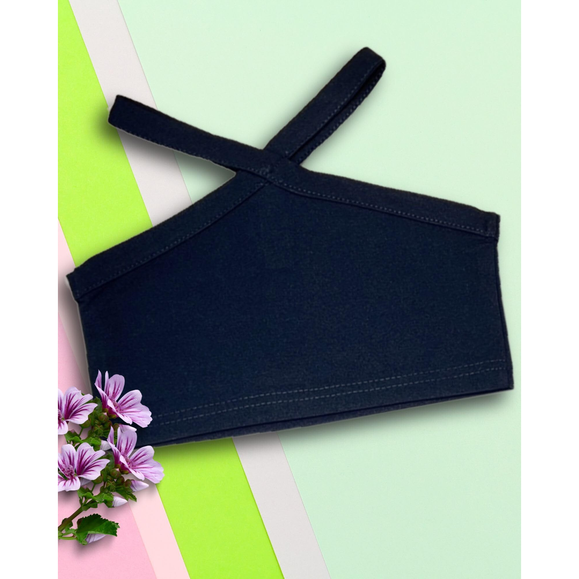 Addyvero Girls/Kids Solid Front Attached Button Sleeveless Regular Fit Girls Cami Top (Black, 2-3Y)