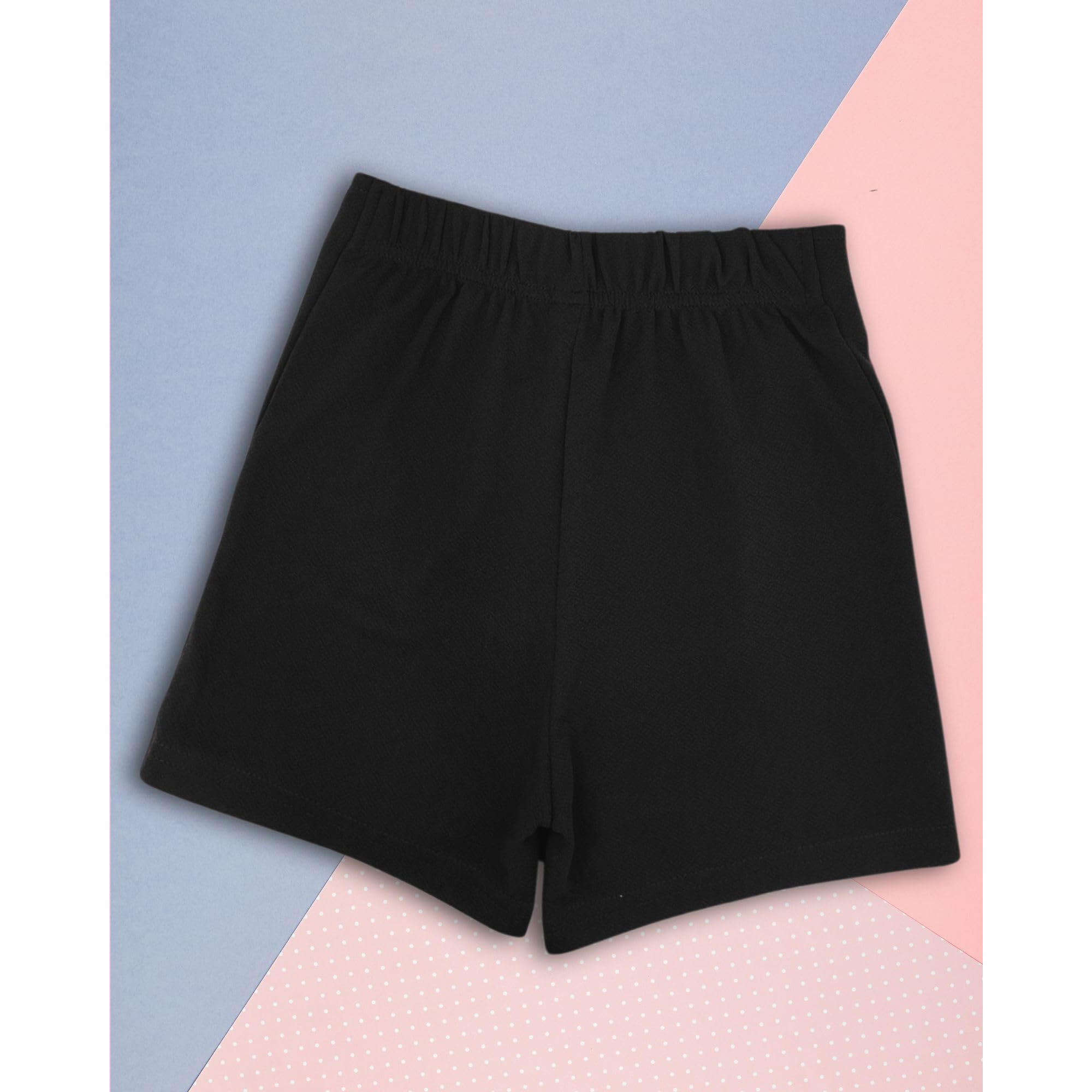 Addyvero Girls/Kids Solid Front Button Elasticated Waistband Regular Fit Girls Skorts (Black, 6-7Y)