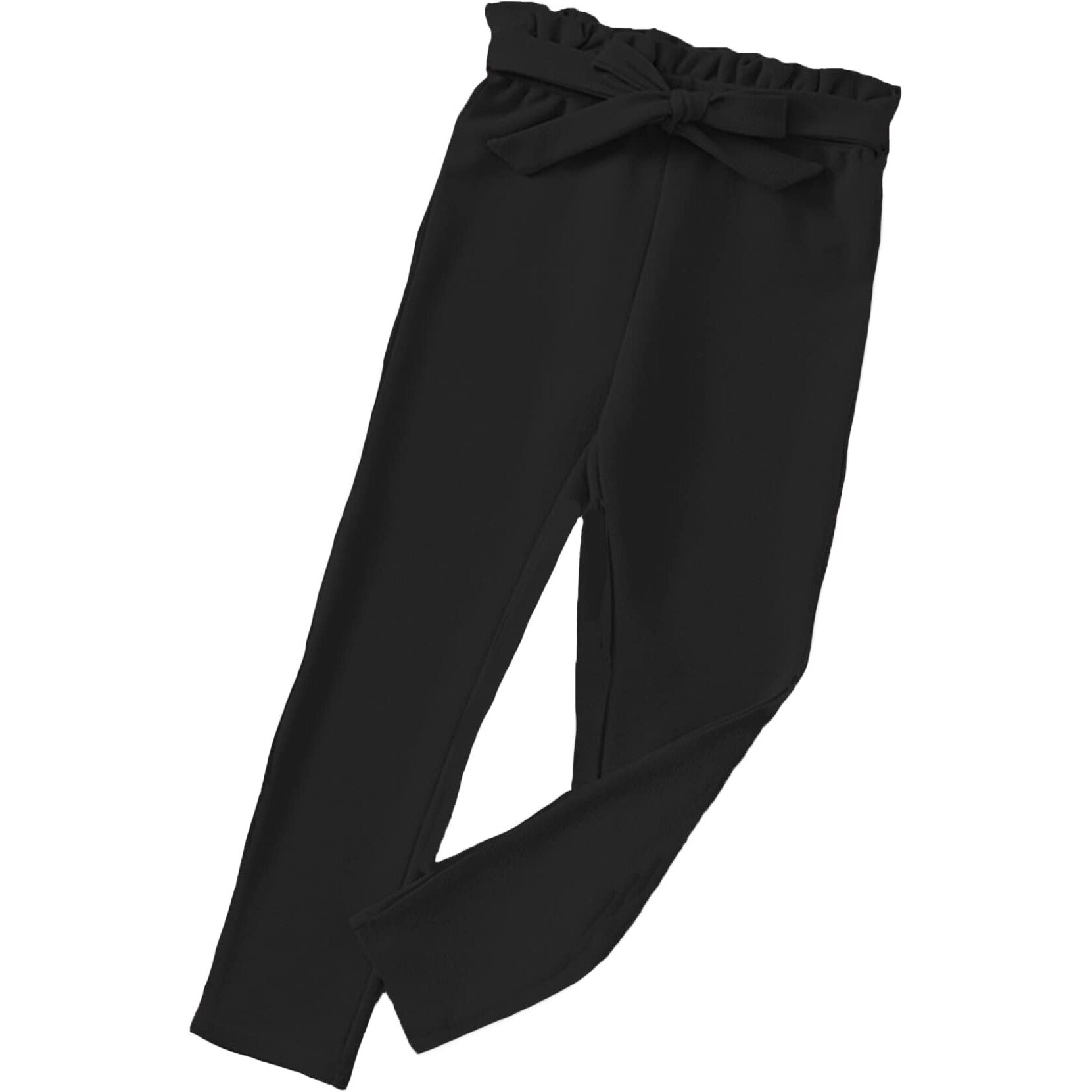 Addyvero Elastic Cotton Blend Solid Stretchable Knot & Tie Regular Fit Full Length Girls Trouser & Pants (Black, 2-3Y)