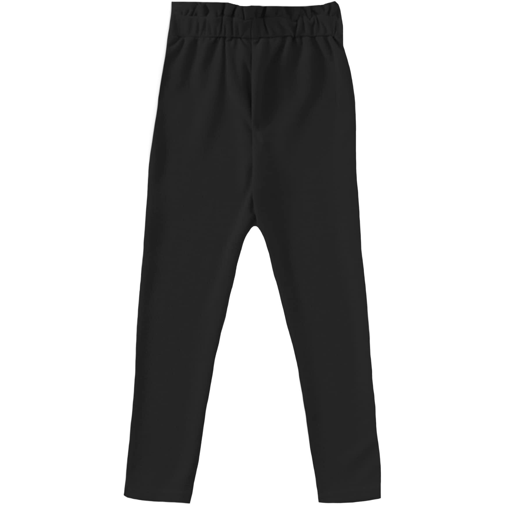 Addyvero Elastic Cotton Blend Solid Stretchable Knot & Tie Regular Fit Full Length Girls Trouser & Pants (Black, 2-3Y)