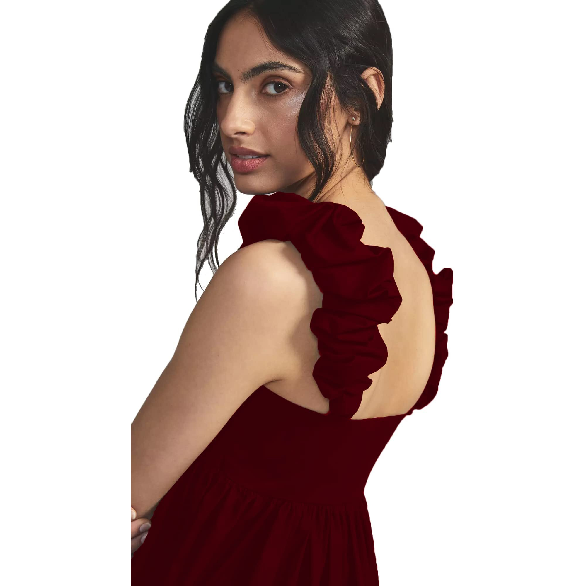 Addyvero Squareneck Sleeveless Cotton Blend Solid Regular Standard Length Women Top (Maroon, M)