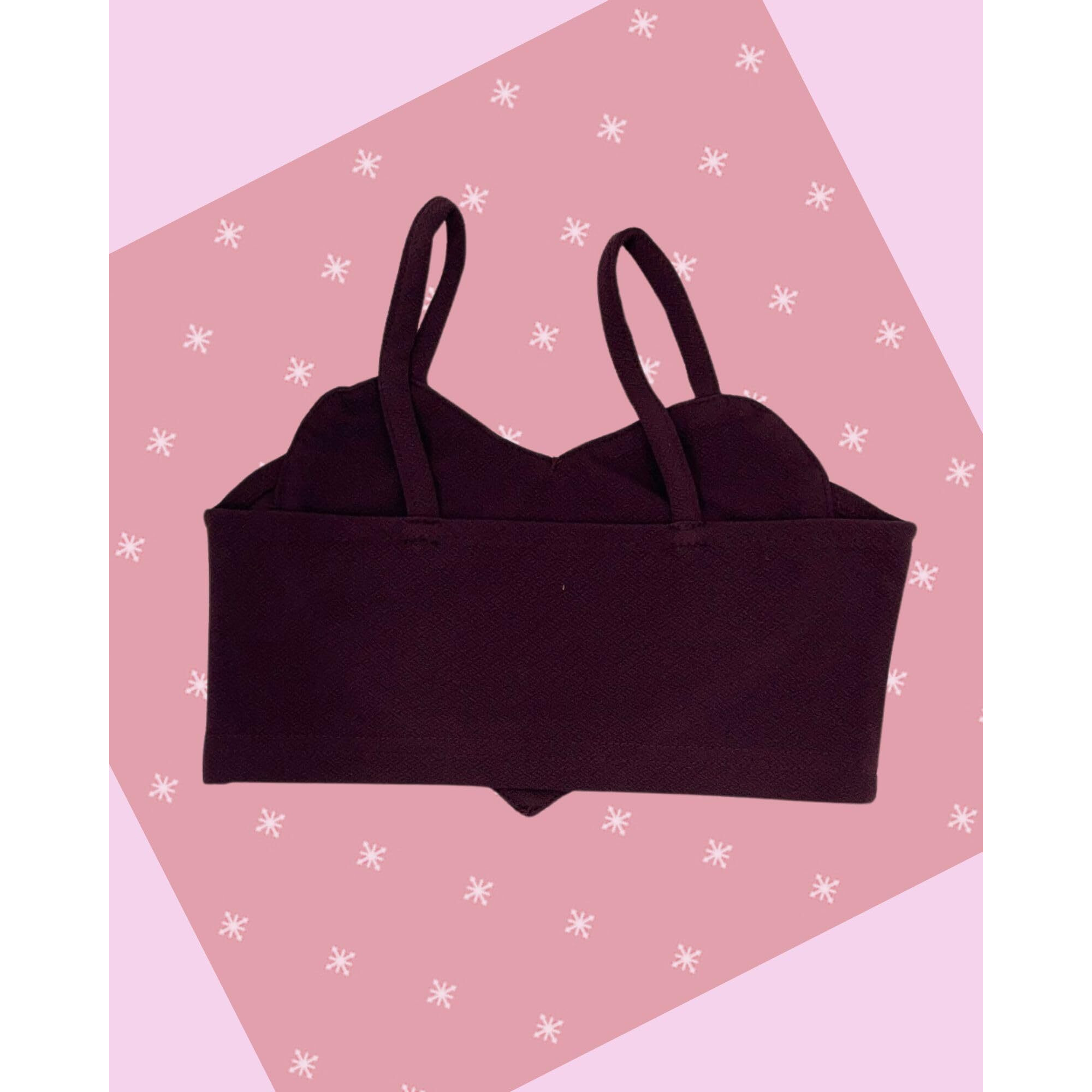 Addyvero Girls/Kids Solid Heart Shape With Pearl Shoulder Strap Regular Fit Girls Cami Top (Maroon, 5-6Y)