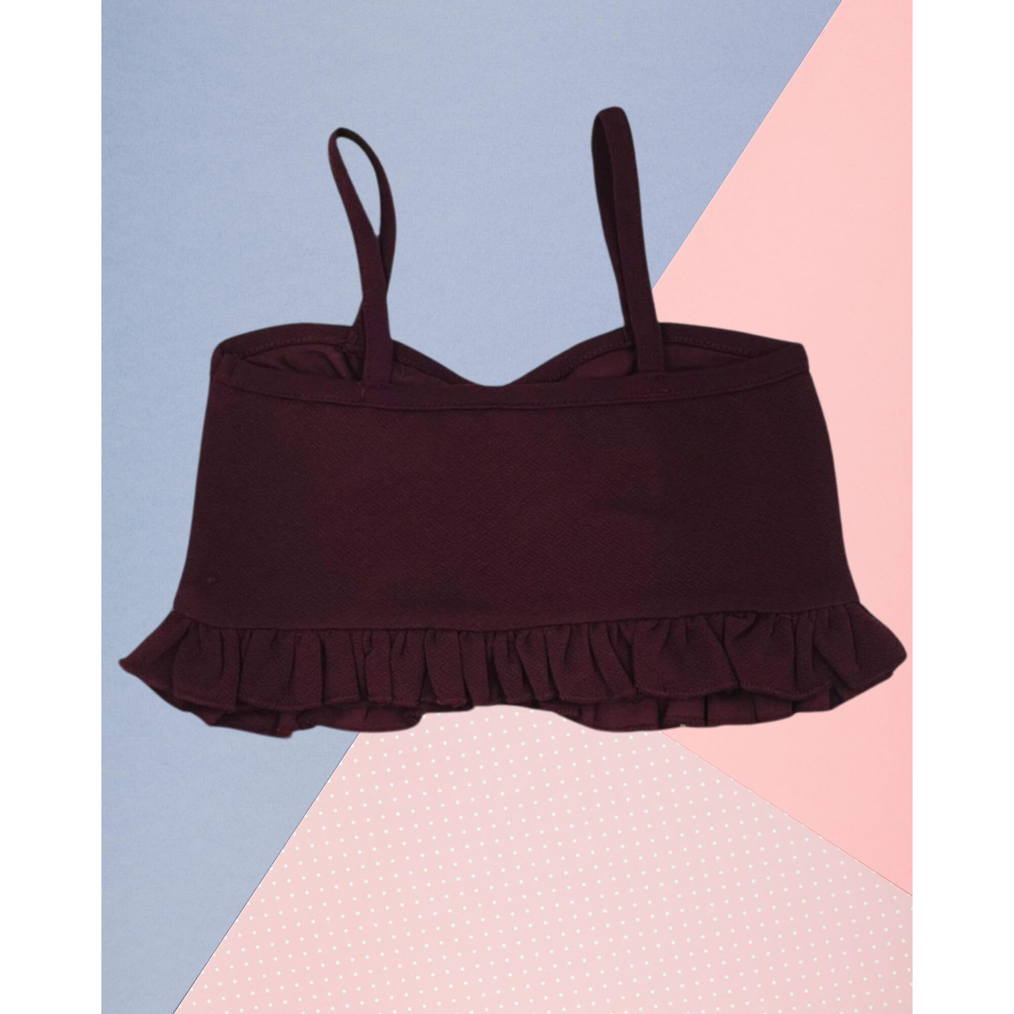 Addyvero Girls/Kids Solid Front Bow With Button Shoulder Strap Regular Fit Girls Cami Top (Maroon, 7-8Y)