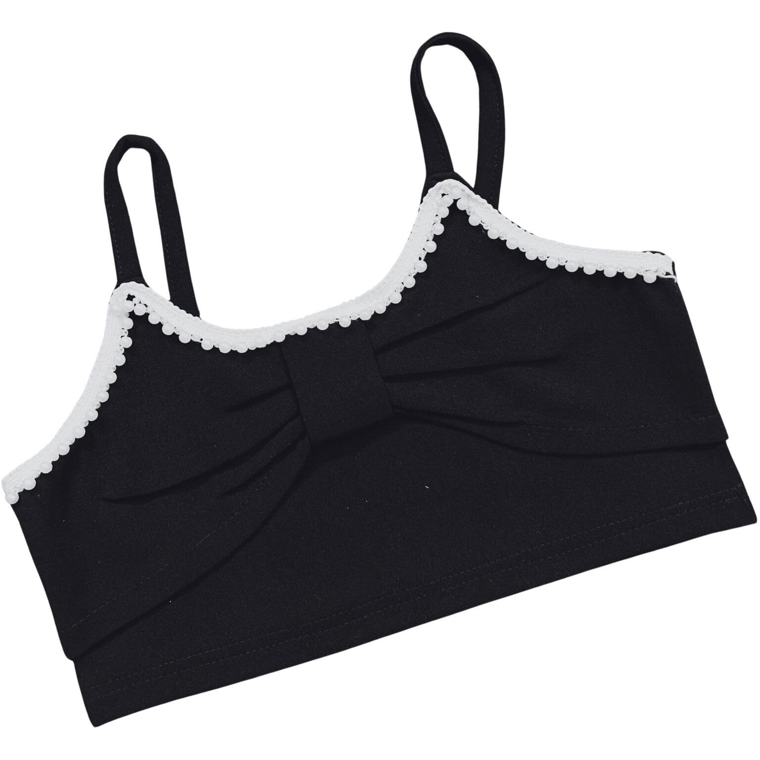 Addyvero Girls/Kids Solid Stylish Neck Lace In Front Sleeveless Regular Fit Girls Cami Top (Black, 5-6Y)