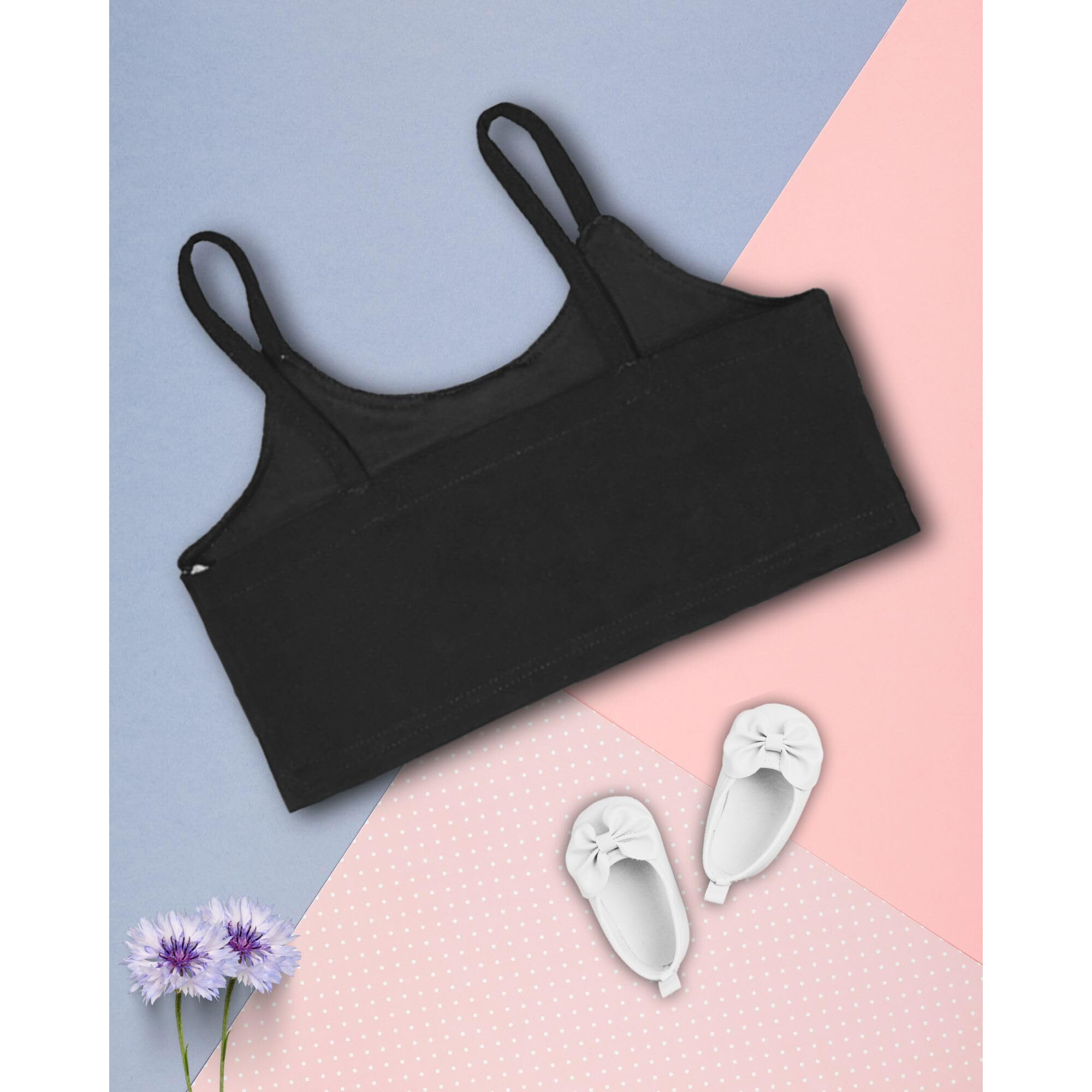 Addyvero Girls/Kids Solid Stylish Neck Lace In Front Sleeveless Regular Fit Girls Cami Top (Black, 5-6Y)