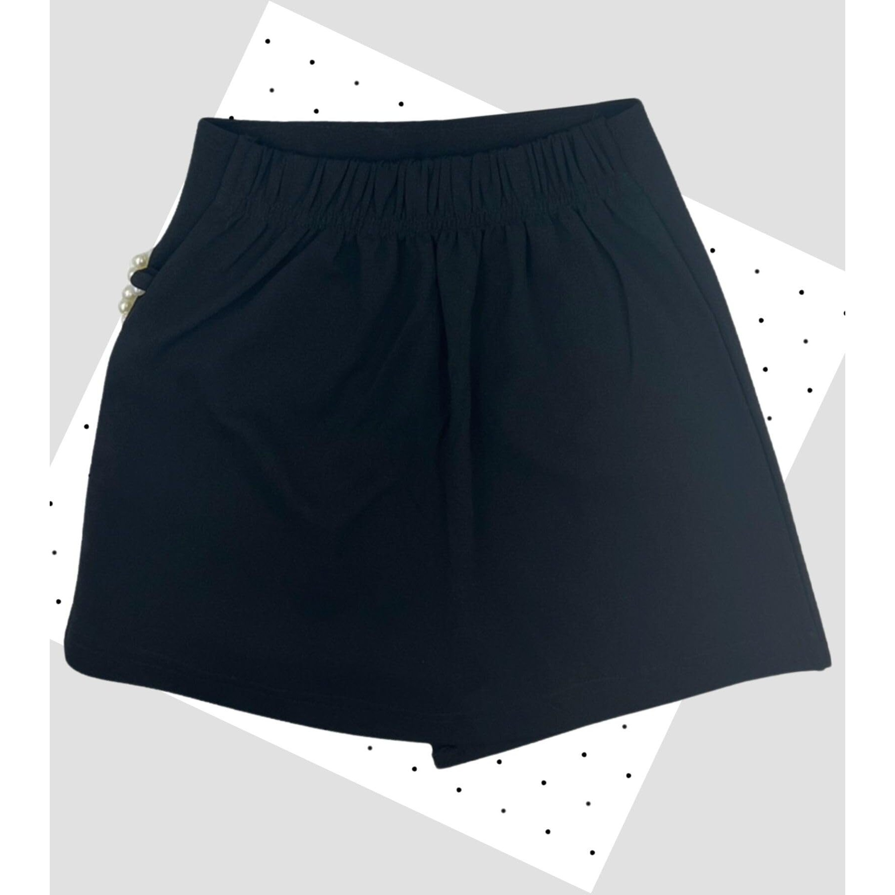 Addyvero Girls/Kids Solid Front Side Pearl Lace Elasticated Waistband A-Line Regular Fit Girls Skirt (Black, 7-8Y)