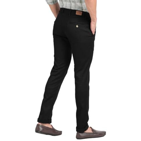 Adro Men's Classic Cotton Chinos For Effortless Style (Black, 38)
