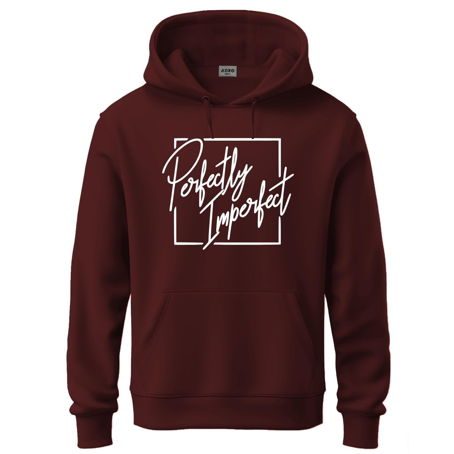 Adro Men's Cotton Neck Hooded Sweatshirt (H24-Fect-Mr-L_Maroon)