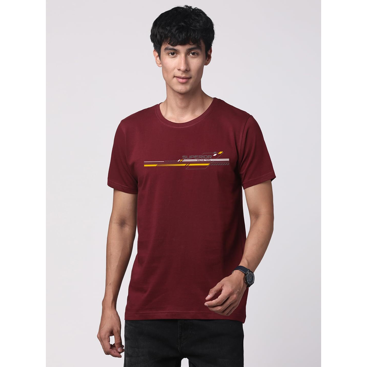 Adro 100% Cotton Lycra Tshirts For Men Combo Pack Of 3 | Regular Fit | Printed T Shirt | Round Neck Half Sleeve| Mens Tshirts|Rcm3_Bcl-Bl_Rac-Mr_Inv-Gr_L