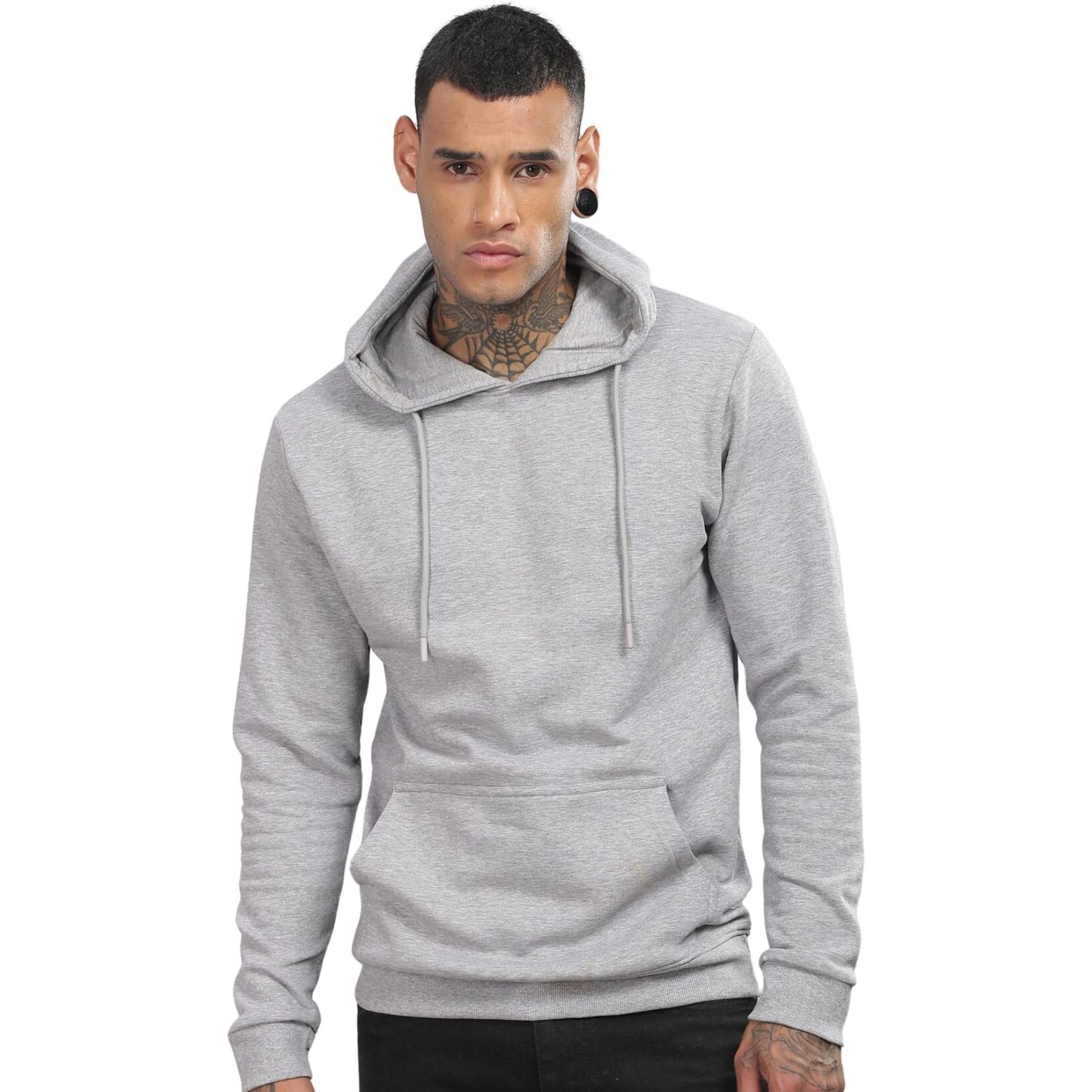 Adro Men's Fleece Hooded Hoodies (H-M-Pln-Gr_Grey_S)