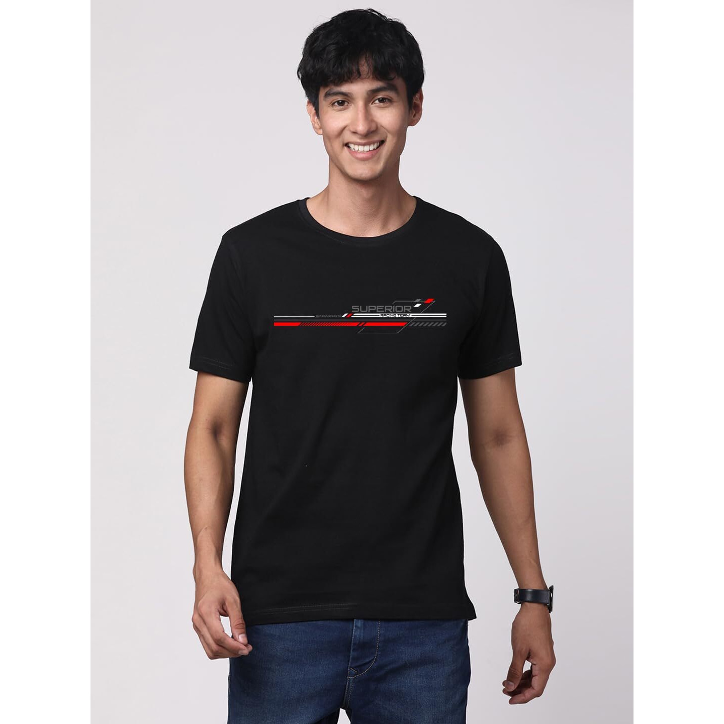 Adro 100% Cotton Lycra Tshirts For Men Combo Pack Of 3 | Regular Fit | Printed T Shirt | Round Neck Half Sleeve| Mens Tshirts|Rcm3_Bcl-Mu_Rac-Bl_Inv-Wh_L