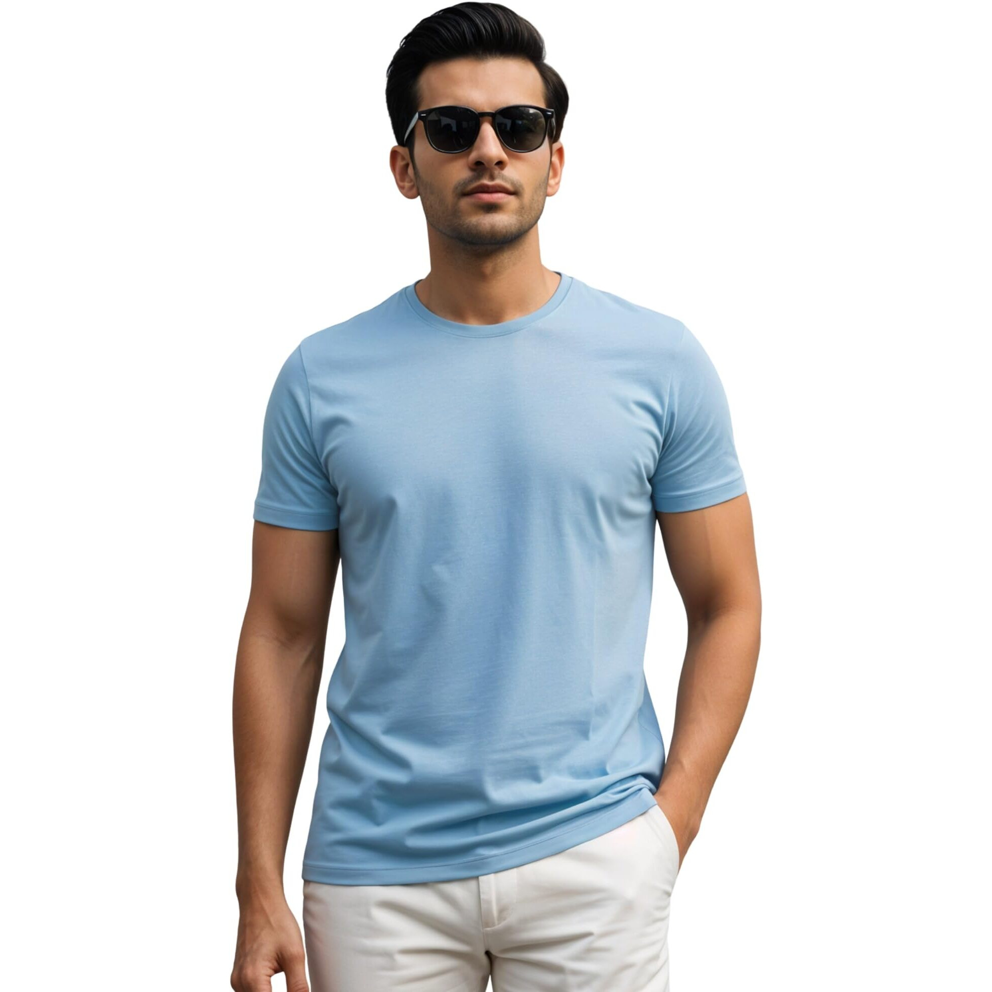 Adro T-Shirts For Menchest Printed T-Shirt For Mencotton Tshirt For Men|Rn24-M-Pln-Sk-L Sky Blue