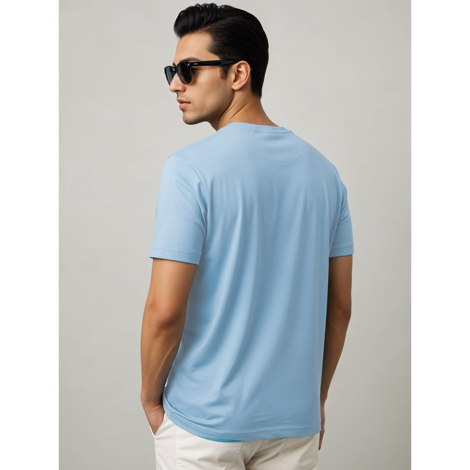 Adro T-Shirts For Menchest Printed T-Shirt For Mencotton Tshirt For Men|Rn24-M-Pln-Sk-L Sky Blue