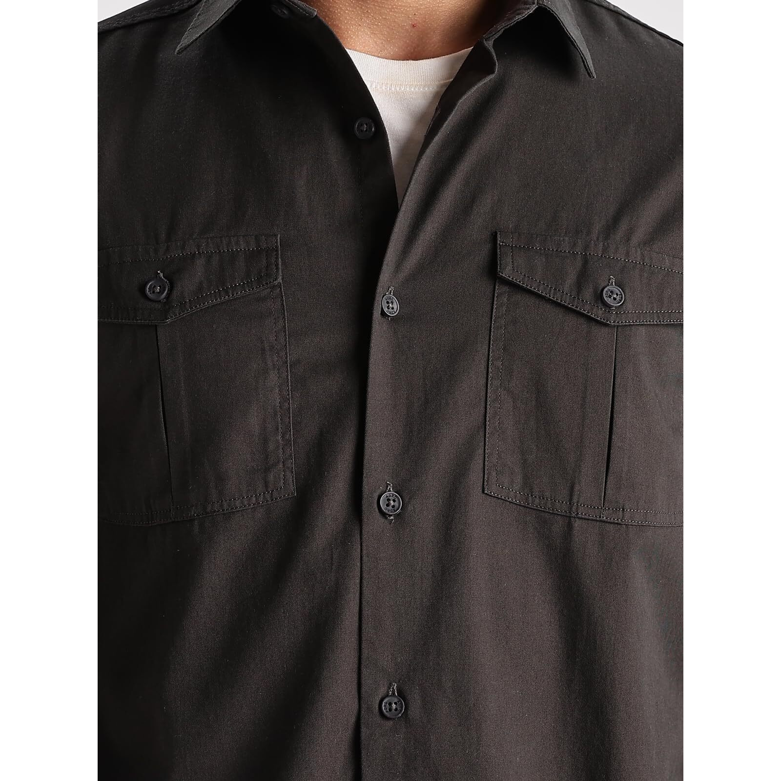 Adro Cargo Shirt For Men With Double Pocket | 100% Cotton | Full Sleeve | Regular Fit | Sh25-Car-Dg-Xl Dark Grey