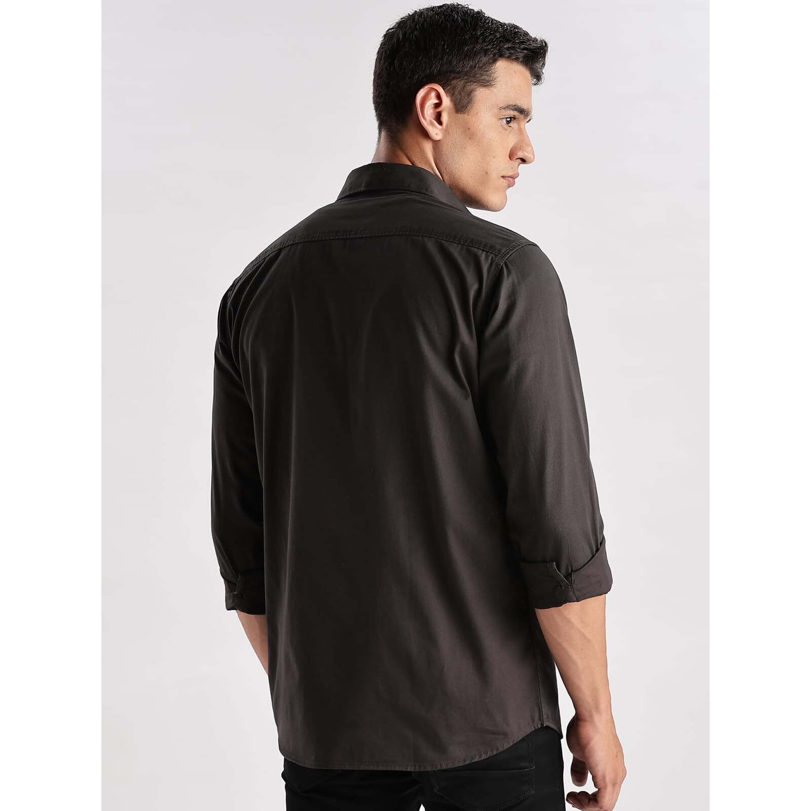 Adro Cargo Shirt For Men With Double Pocket | 100% Cotton | Full Sleeve | Regular Fit | Sh25-Car-Dg-Xl Dark Grey