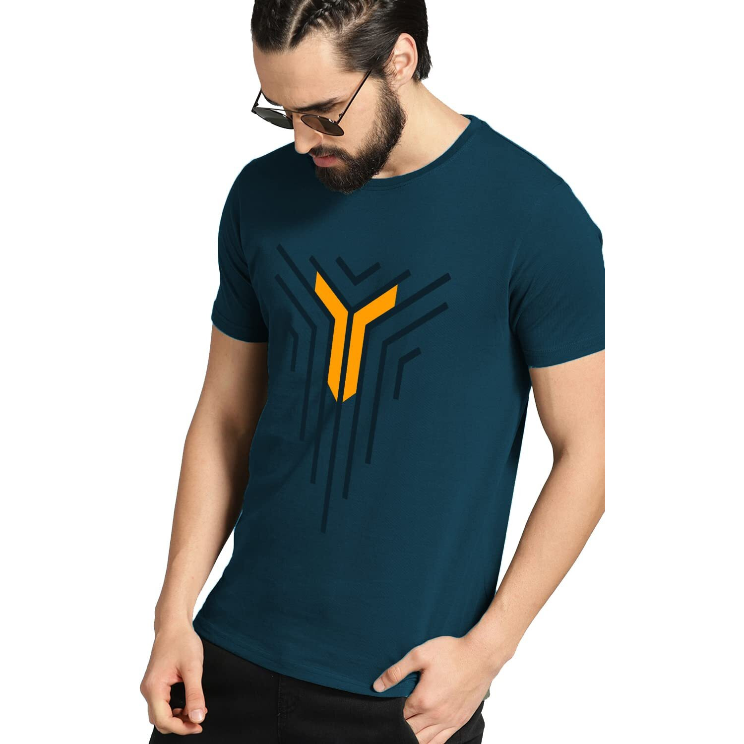 Adro Graphic Design Mens Cotton Printed T-Shirts (R22-M-Lnl-Sb_Teal_2Xl)