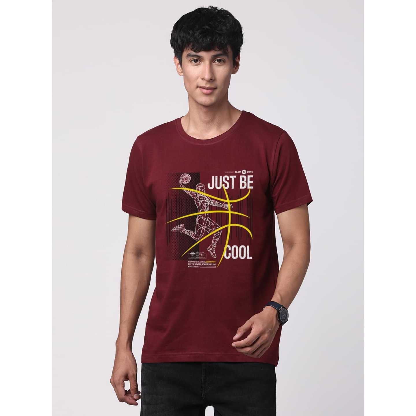 Adro 100% Cotton Lycra Tshirts For Men Combo Pack Of 3 | Regular Fit | Printed T Shirt | Round Neck Half Sleeve| Mens Tshirts|Rcm3_Winn-Bl_Bcl-Mr_Rac-Gr_L