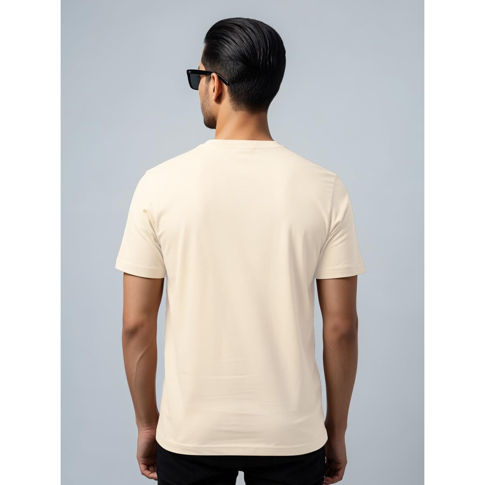 Adro 100% Cotton Lycra Tshirts For Men | Regular Fit T-Shirt | Printed T Shirt For Men | Round Neck Half Sleeve Tees | Tshirt For Man | R22-M-Nww-Ws-Xl White Sand