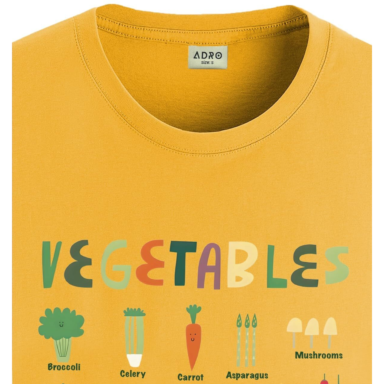 Adro T Shirts For Boys & Girls || Creative Learning Design Printed T-Shirt || Ages 3-14 || 100% Cotton Round Neck Tshirt For Kids||Krn-Veg-Mu-9-10Y Mustard