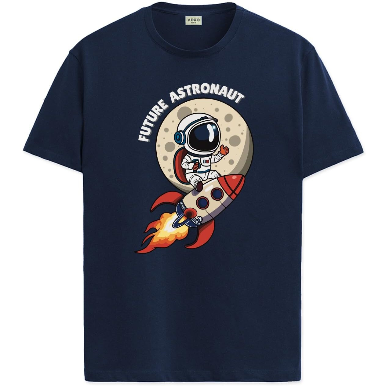 Adro T Shirts For Boys & Girls | Astronaut Printed T-Shirt | Ages 3-14 | 100% Cotton Round Neck Tshirt For Boys |Krn-L2-Astro-Nb-7-8Y Navy Blue