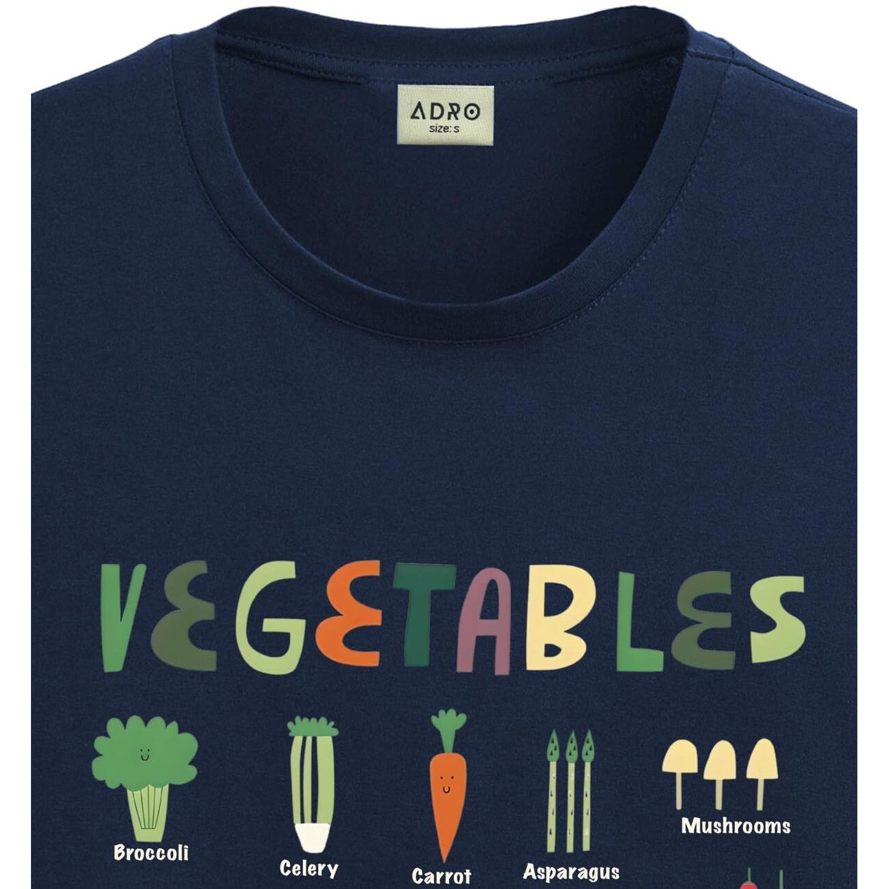 Adro T Shirts For Boys & Girls || Creative Learning Design Printed T-Shirt || Ages 3-14 || 100% Cotton Round Neck Tshirt For Kids||Krn-Veg-Nb-7-8Y Navy Blue