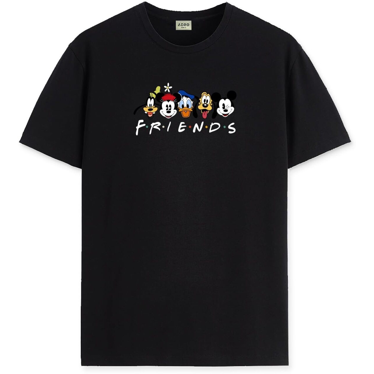 Adro T Shirts For Boys & Girls | Friends Printed T-Shirt | Ages 3-14 | 100% Cotton Round Neck Tshirt For Boys |Krn-L2-Friend-Bl-7-8Y Black
