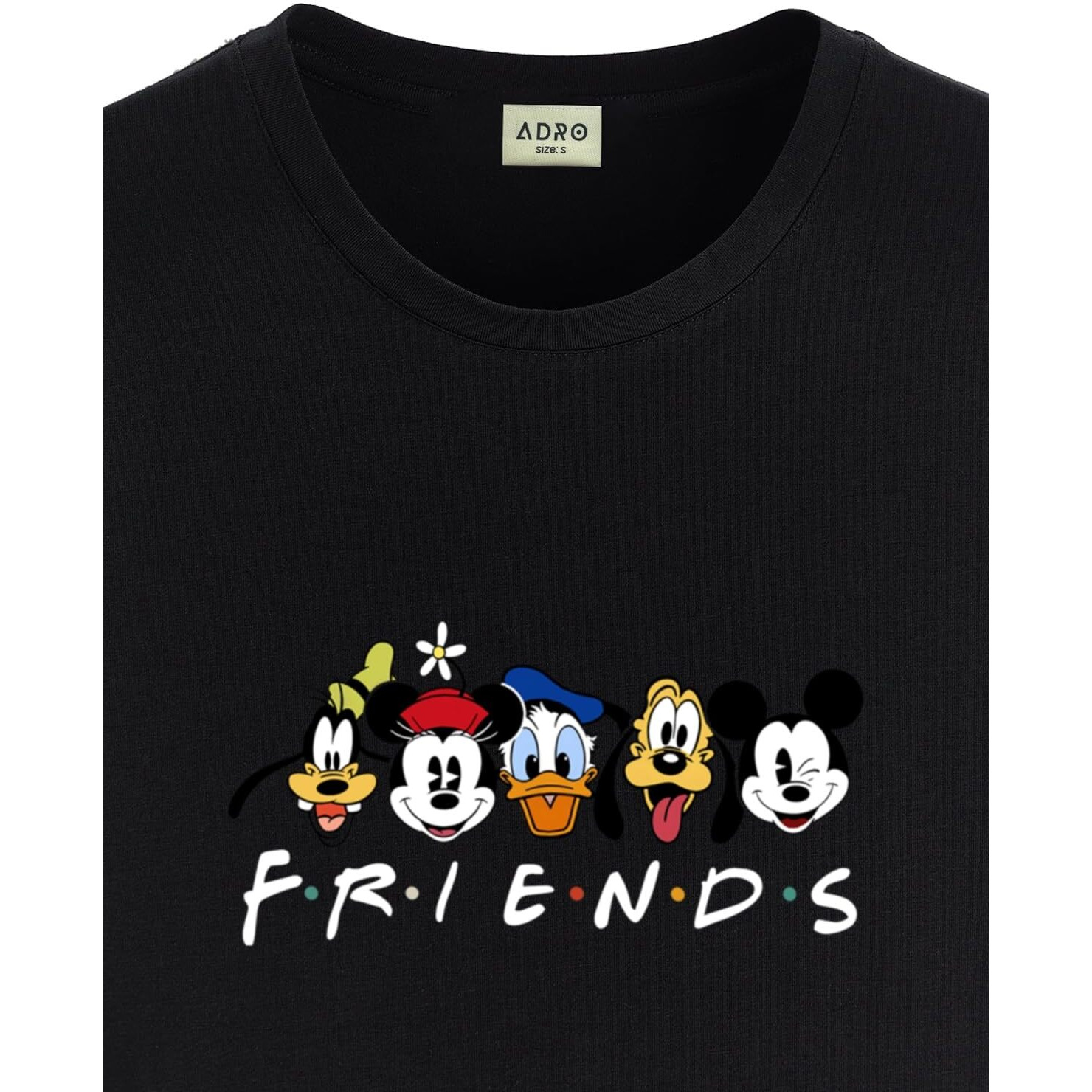 Adro T Shirts For Boys & Girls | Friends Printed T-Shirt | Ages 3-14 | 100% Cotton Round Neck Tshirt For Boys |Krn-L2-Friend-Bl-7-8Y Black