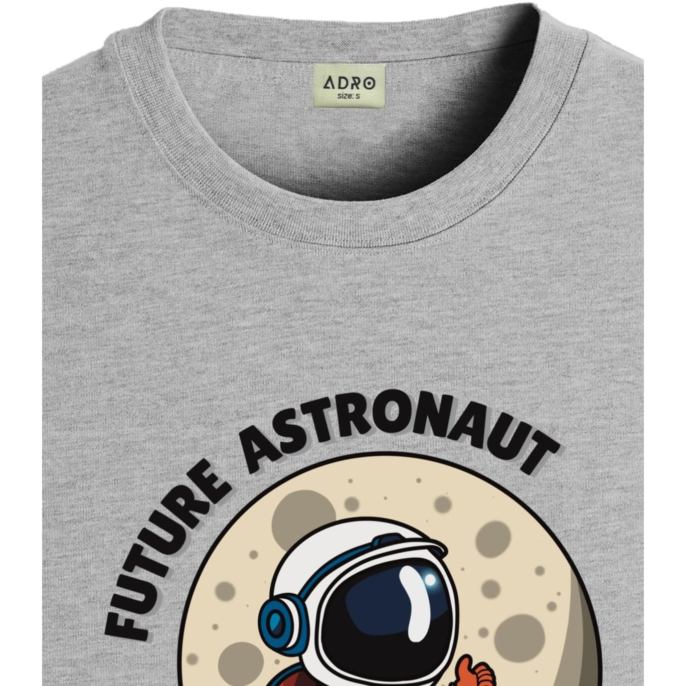 Adro T Shirts For Boys & Girls | Astronaut Printed T-Shirt | Ages 3-14 | 100% Cotton Round Neck Tshirt For Boys |Krn-L2-Astro-Gr-13-14Y Grey