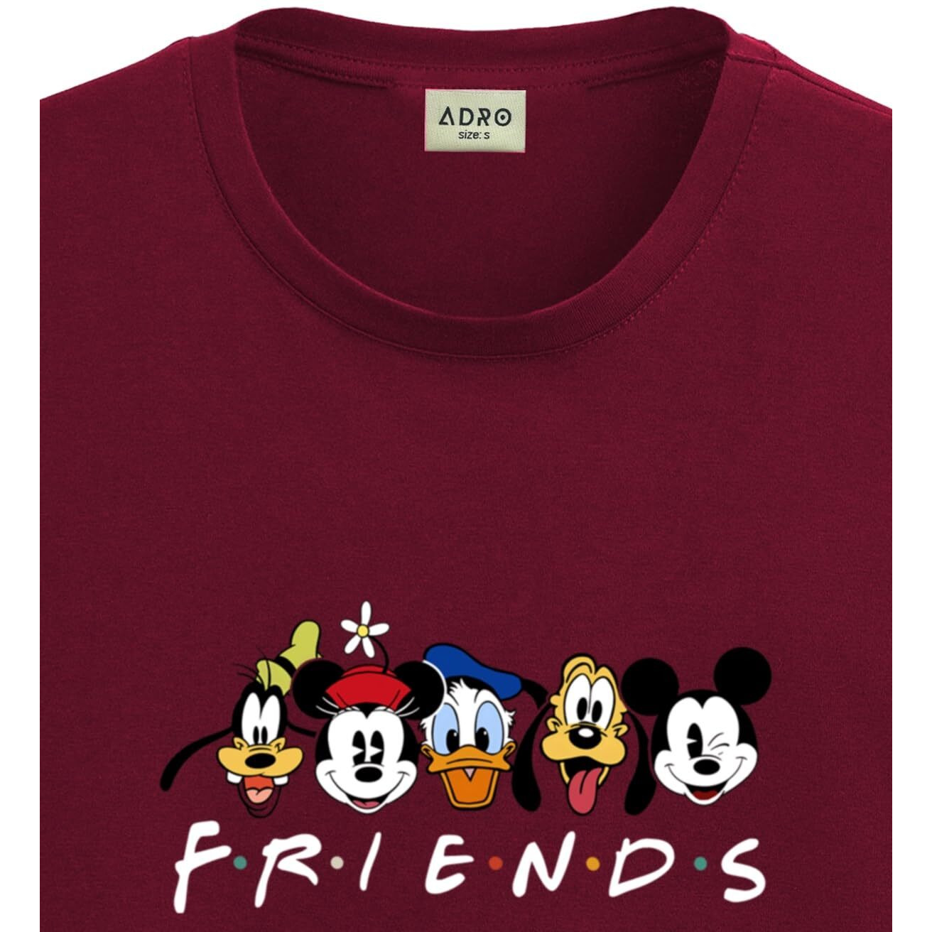 Adro T Shirts For Boys & Girls | Friends Printed T-Shirt | Ages 3-14 | 100% Cotton Round Neck Tshirt For Boys |Krn-L2-Friend-Mr-5-6Y Maroon
