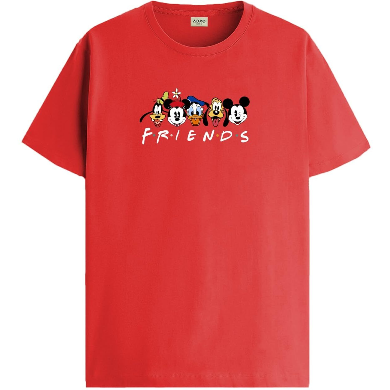 Adro T Shirts For Boys & Girls | Friends Printed T-Shirt | Ages 3-14 | 100% Cotton Round Neck Tshirt For Boys |Krn-L2-Friend-Rd-7-8Y Red