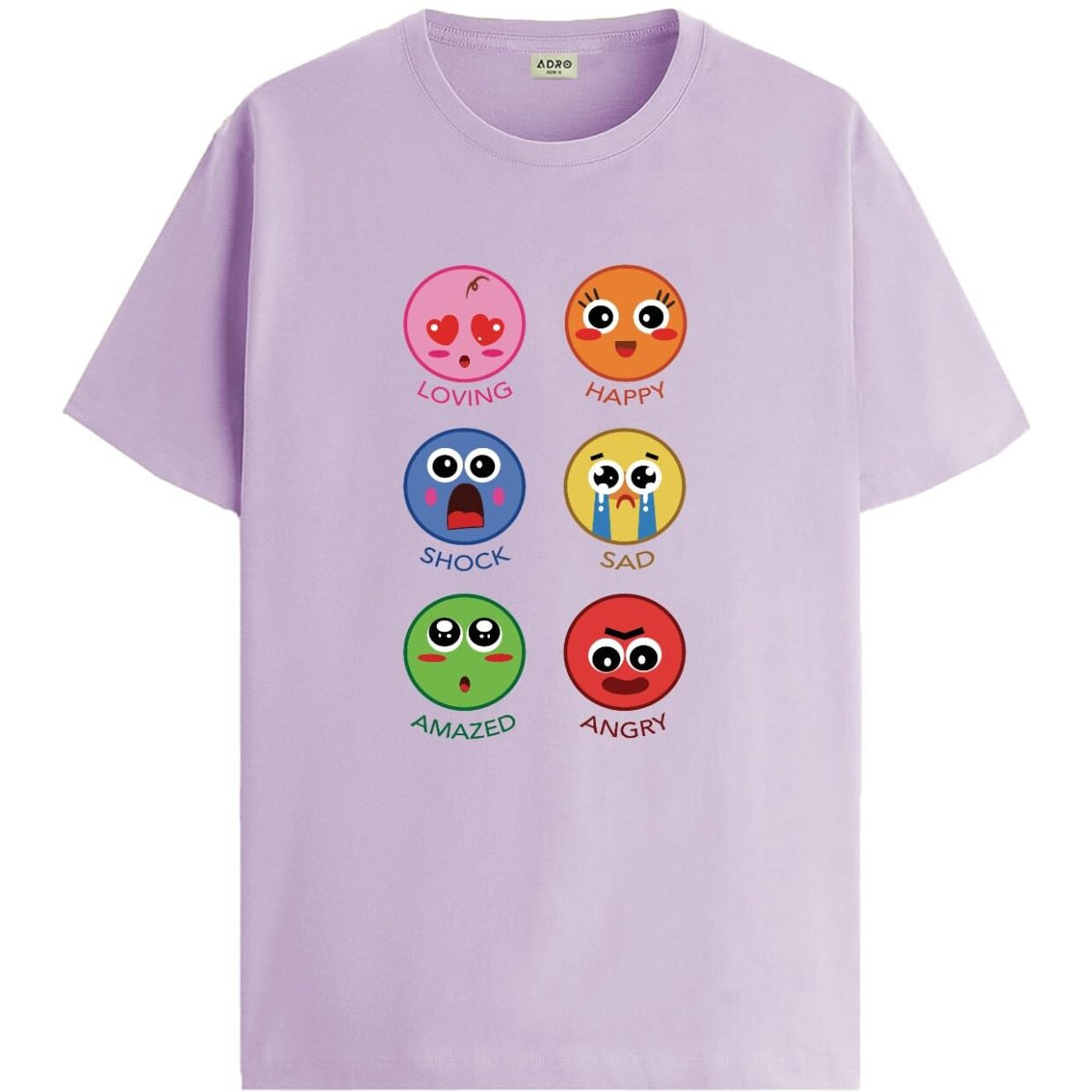 Adro T Shirts For Boys & Girls || Emotions Of Smiley Printed T-Shirt || Ages 3-14 || 100% Cotton Round Neck Tshirt For Boys & Girls||Krn-Smil-Pu-7-8Y Purple