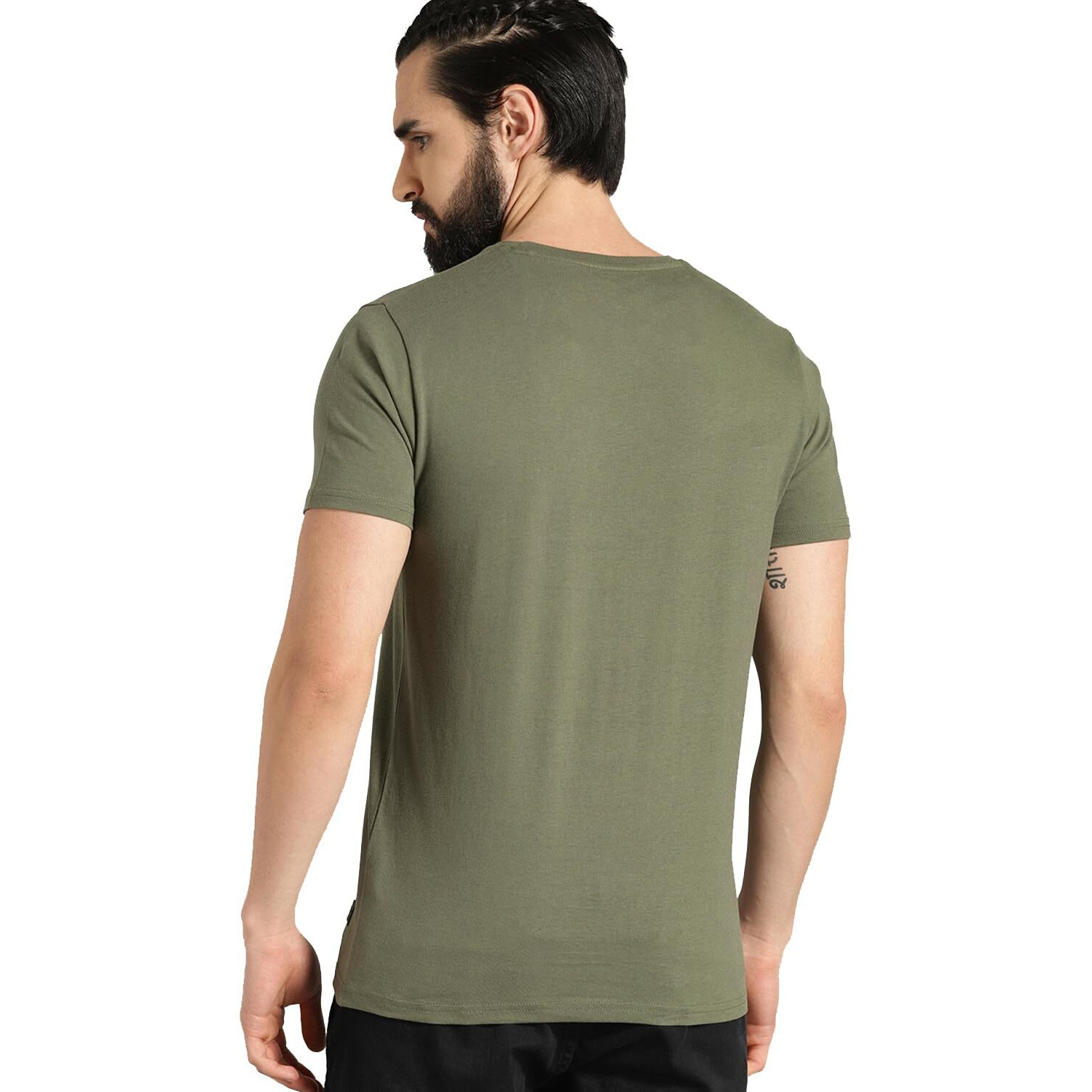 Adro Men's God Cotton Printed Cotton T-Shirt (R21-M-God-Ol_Olive_Xl)